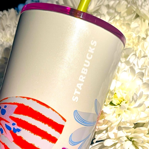 💕💛NWT🌸Starbucks Summer 2024 White Floral Stainless Steel Venti Tumbler - Picture 5 of 9